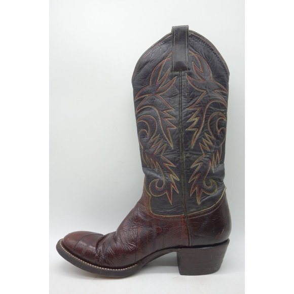 Renegade Brown Eel Skin Leather Cowboy Western Boots Shoes Women's 6 B - Picture 5 of 9